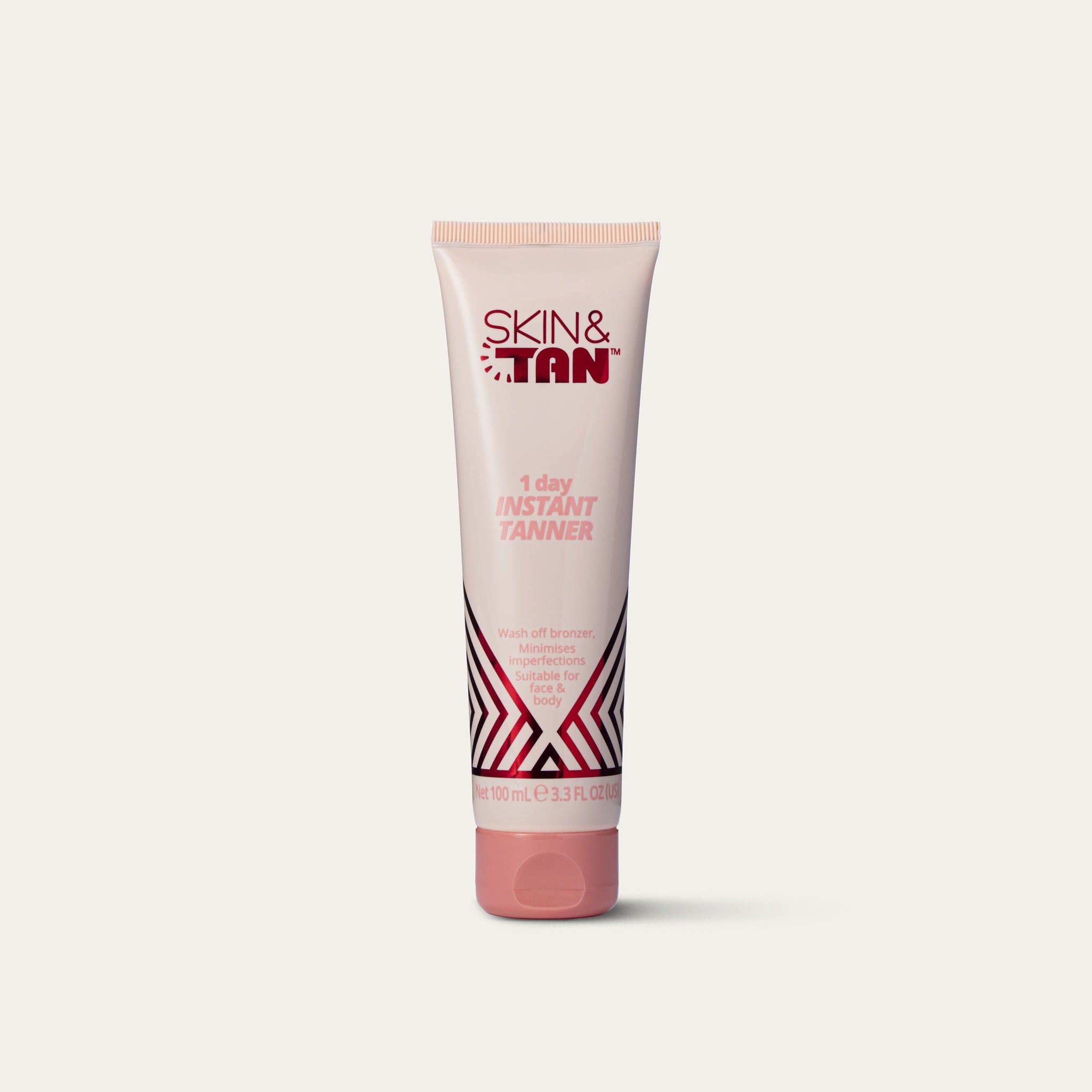 Skin & Tan 1 Day Instant Tanner 100ml on a cream background