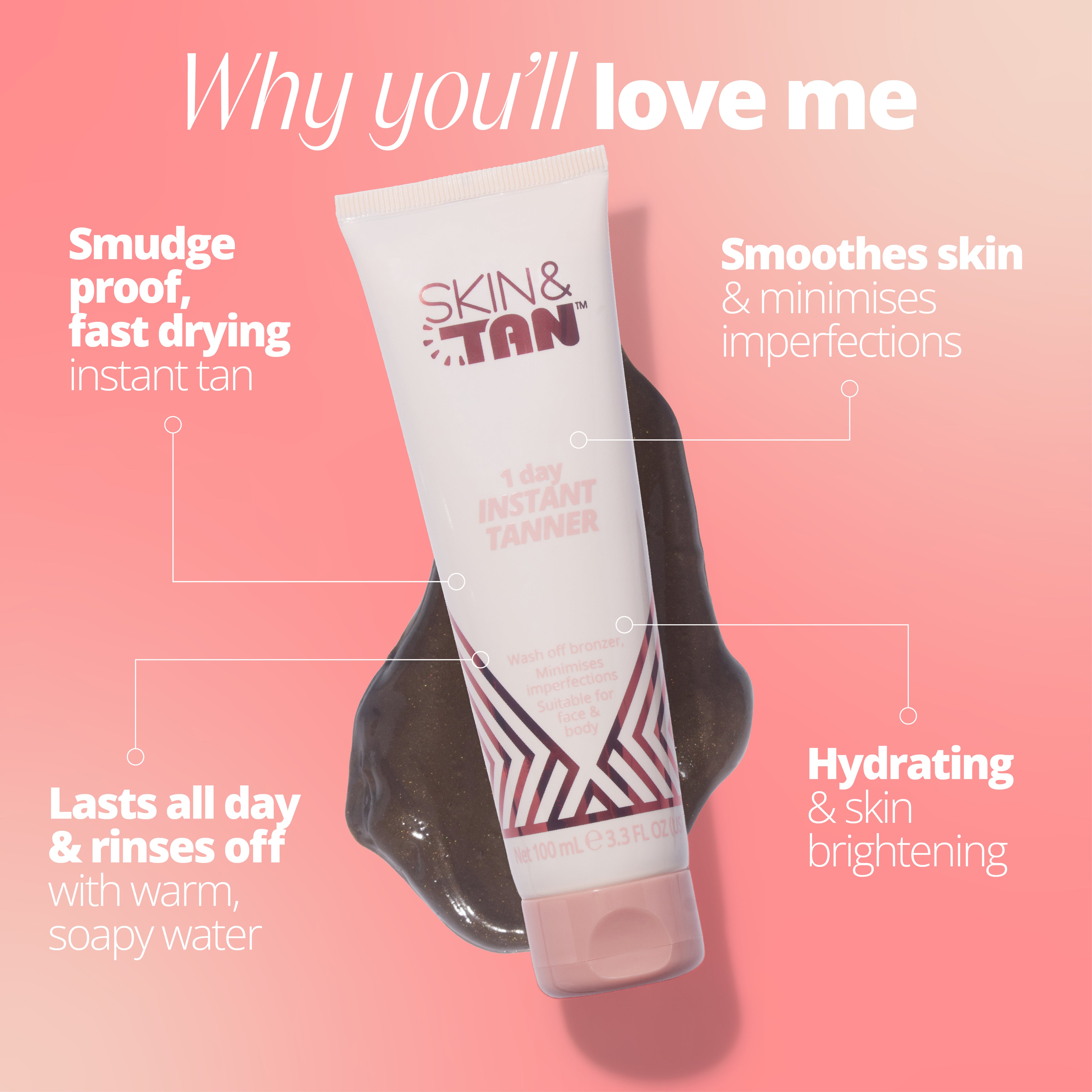 1 Day Instant Tanner with shea butter, vitamin E and sweet almond oil