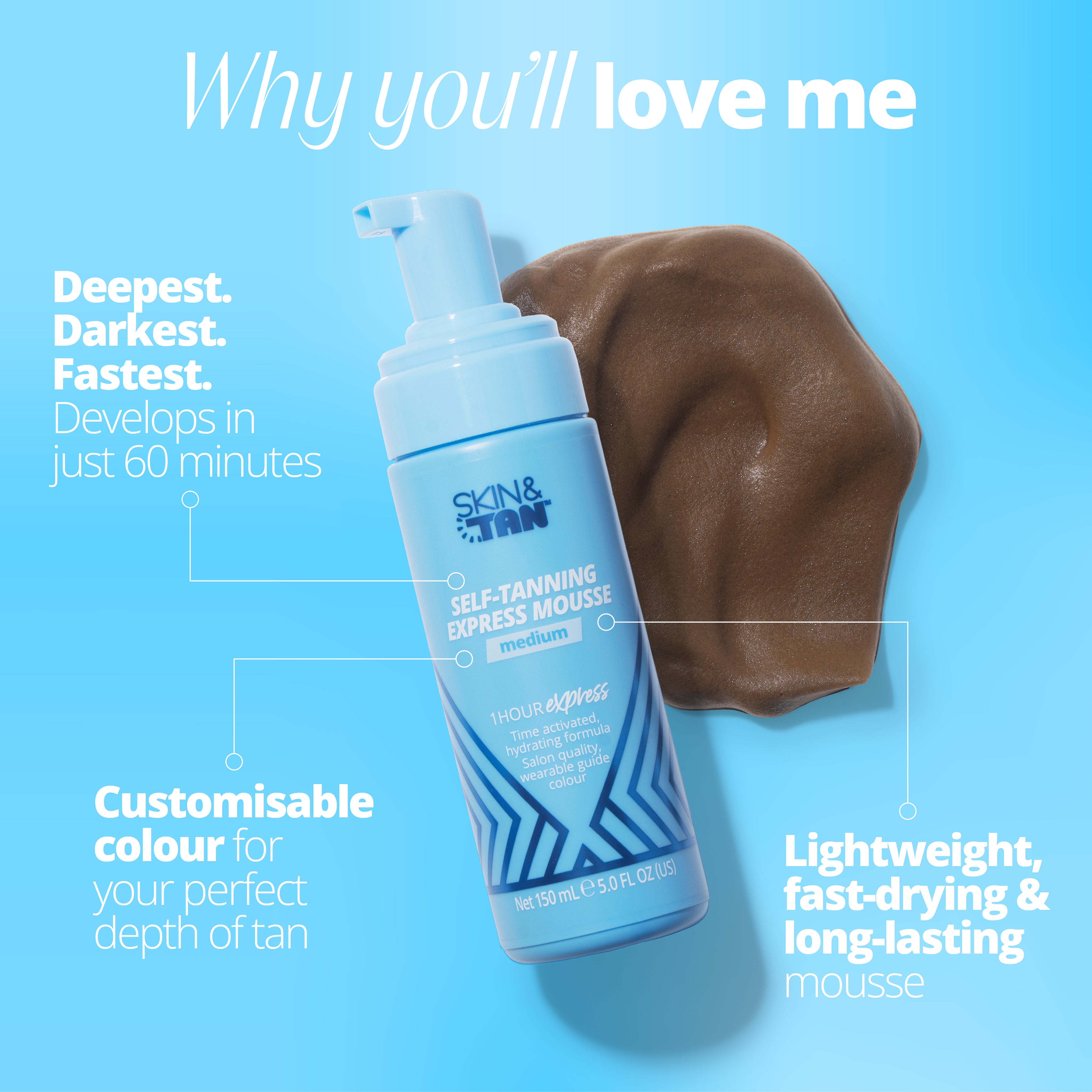 1 Hour Express Tanning Mousse with aloe vera, guarana and coconut water
