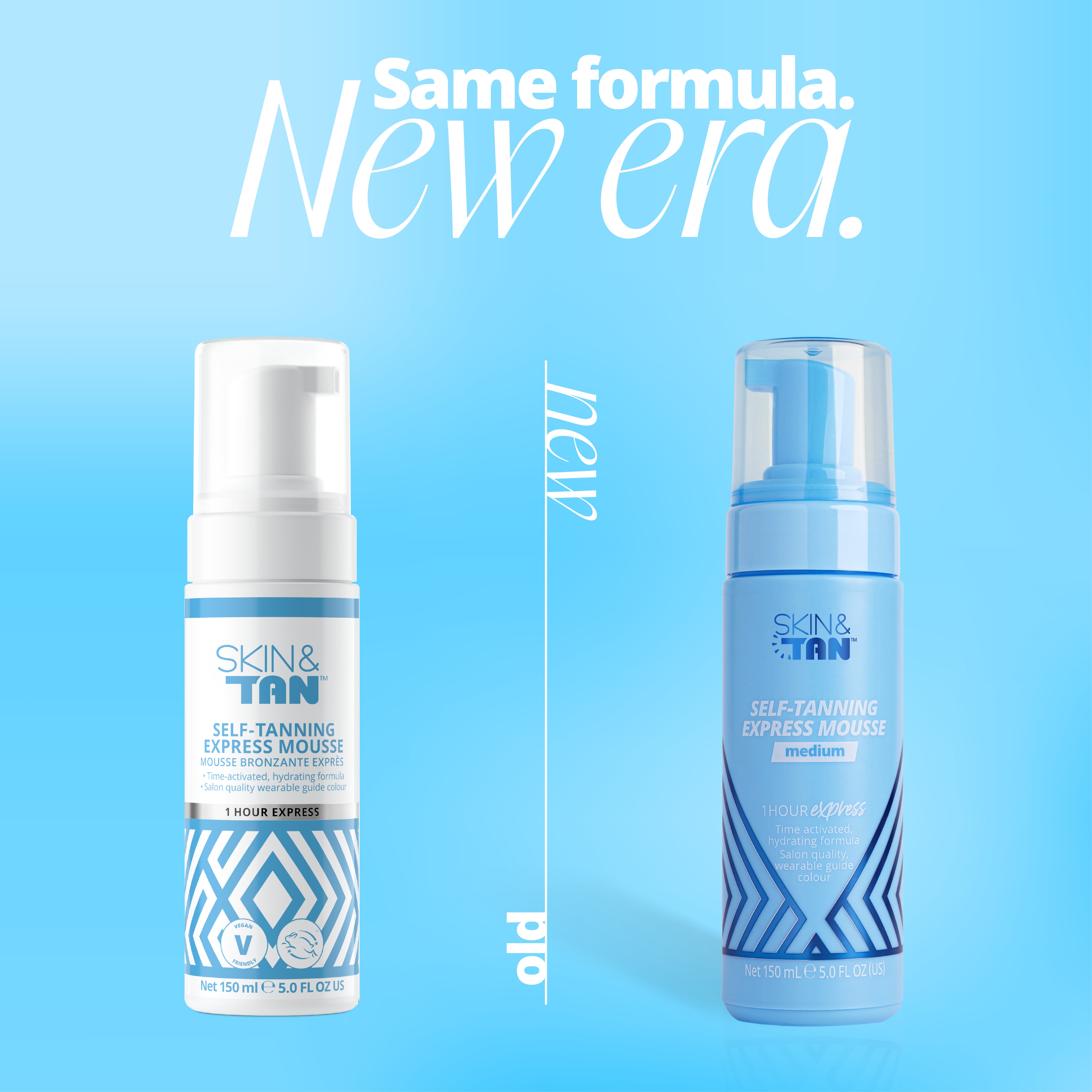 Skinny Tan and Skin & Tan 1 Hour Express Tanning Mousse packaging