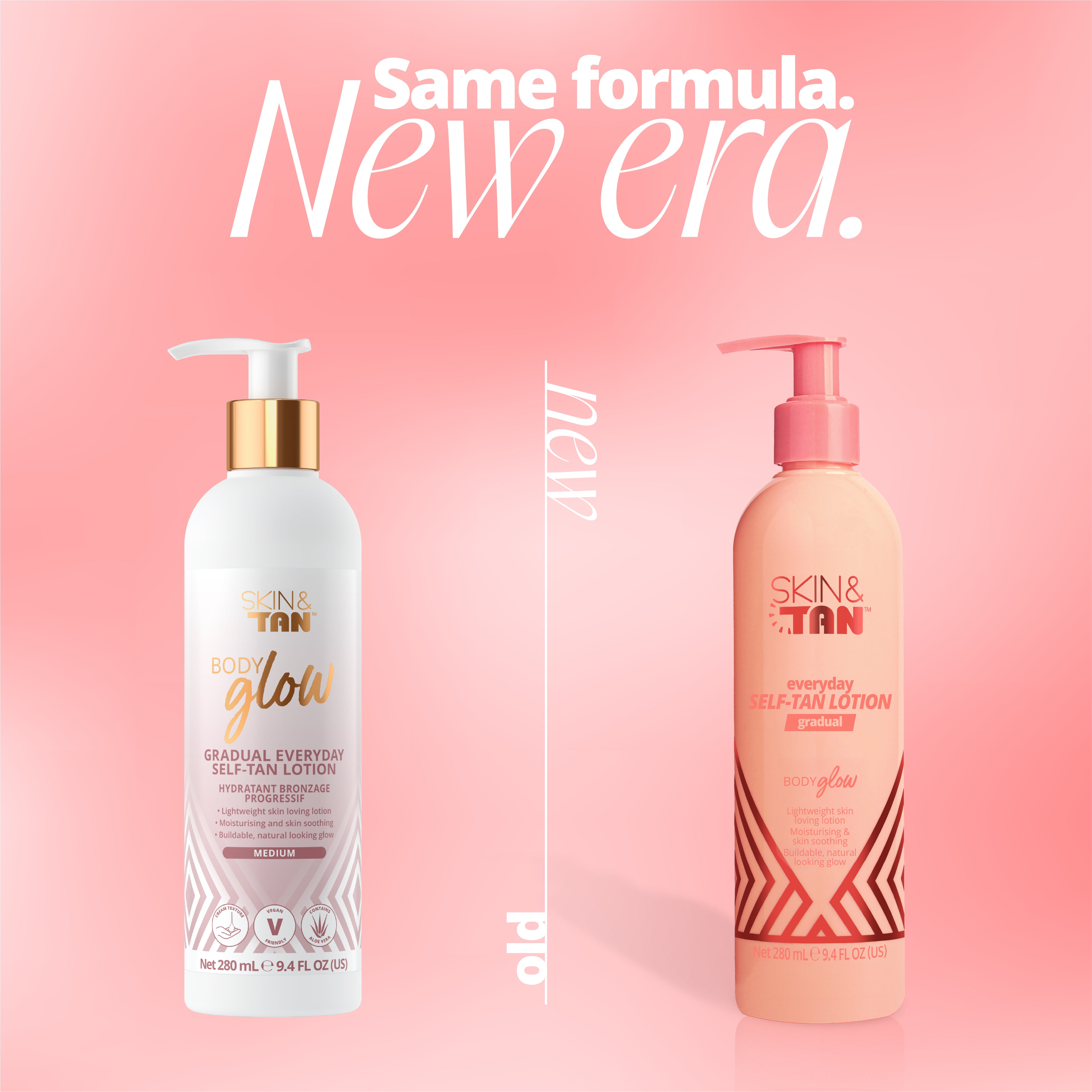 Skinny Tan and Skin & Tan Body Glow Gradual Tanner packaging