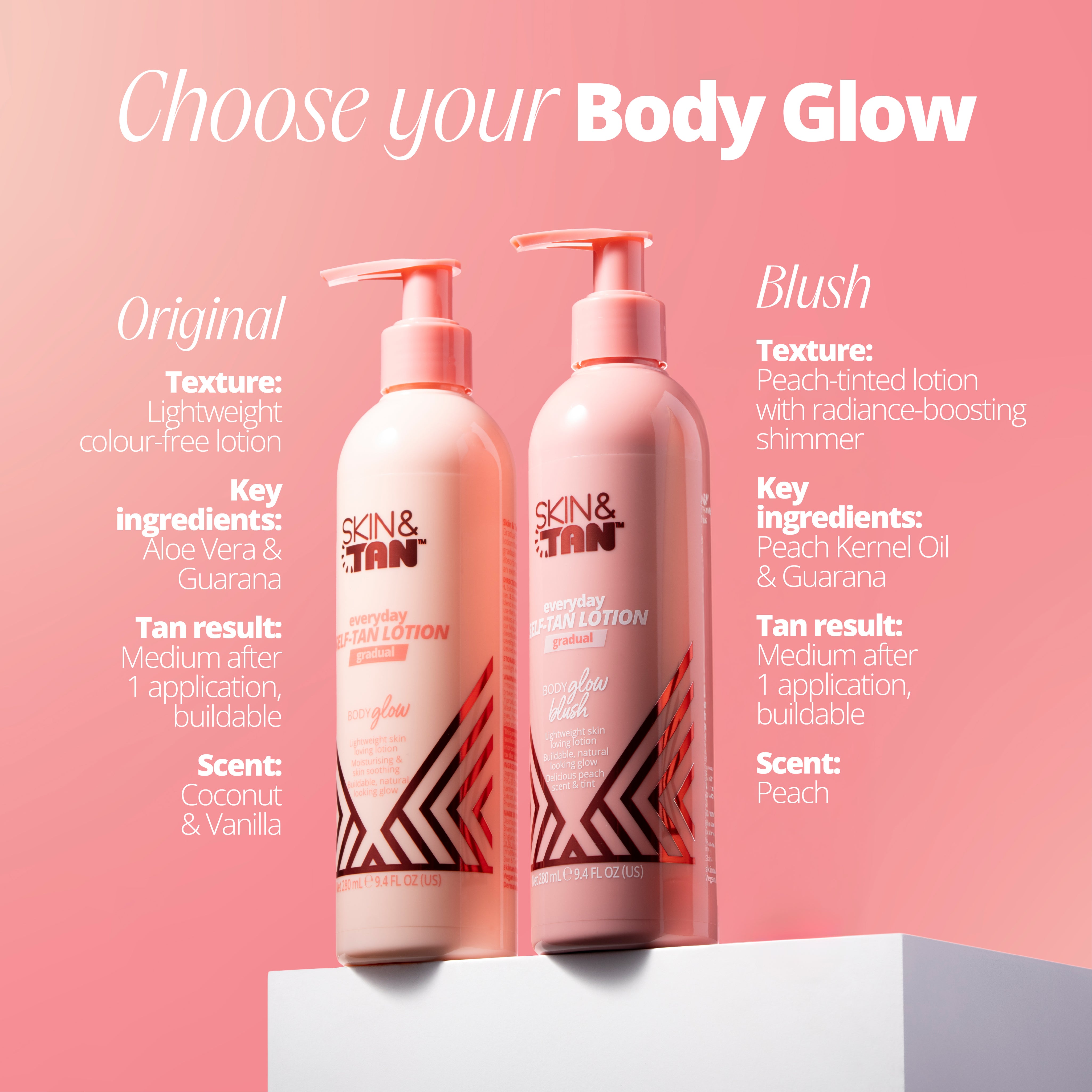 Skin & Tan Body Glow Original and Blush gradual tanners