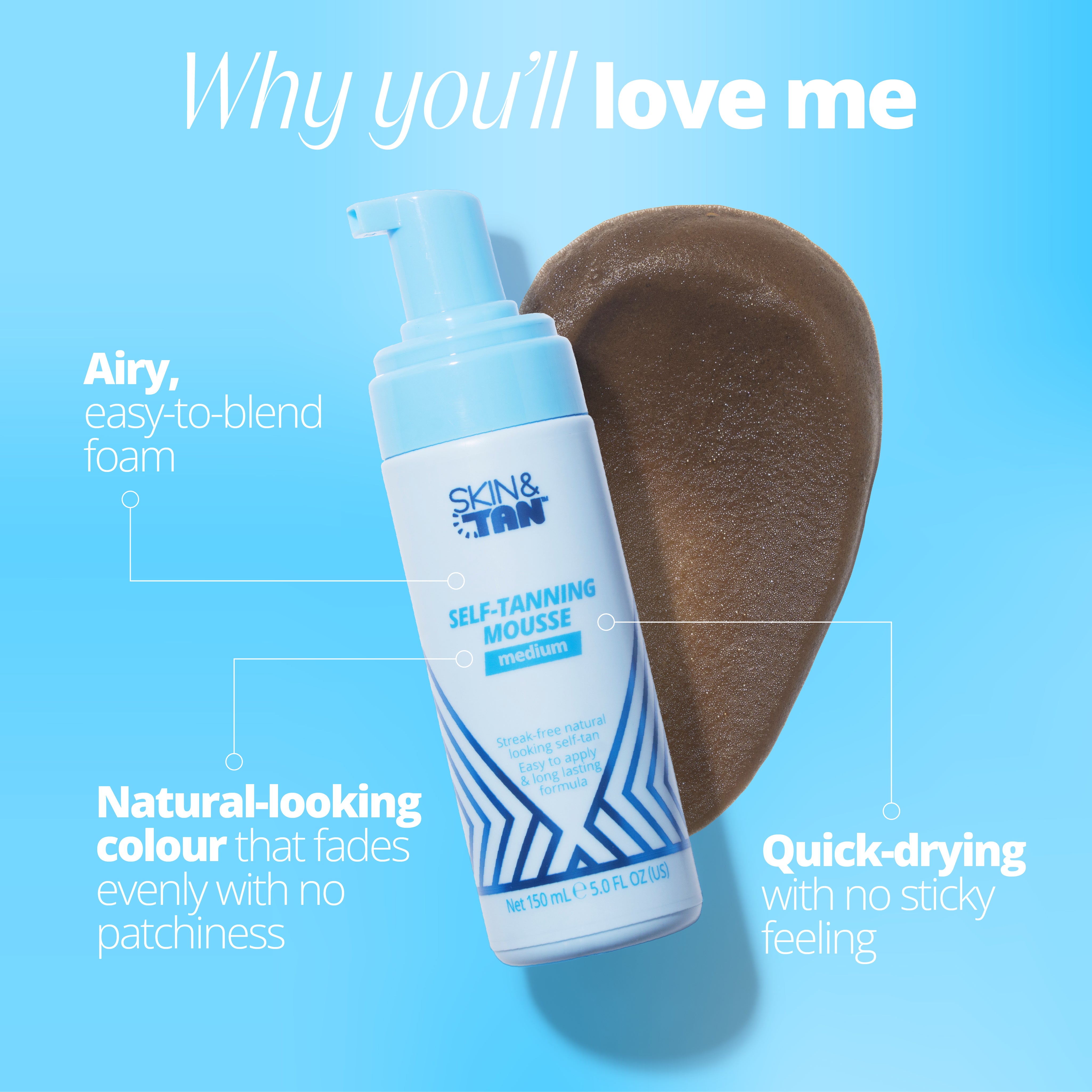 Self-Tanning Mousse with aloe vera and guarana